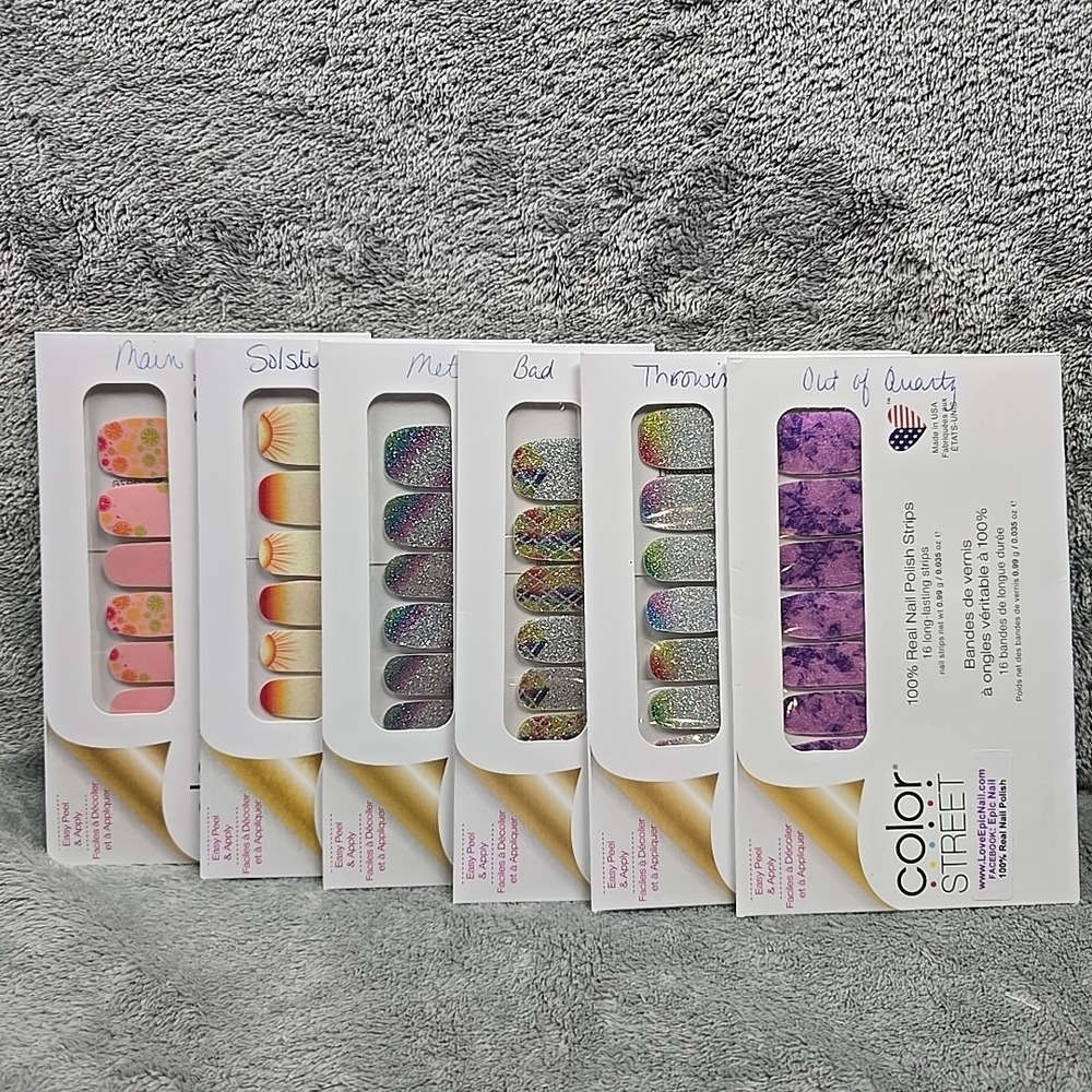 Lot Of 6 Color‎ Street Real Nail Polish Strips Fruit Sunrise Swirls Patterns